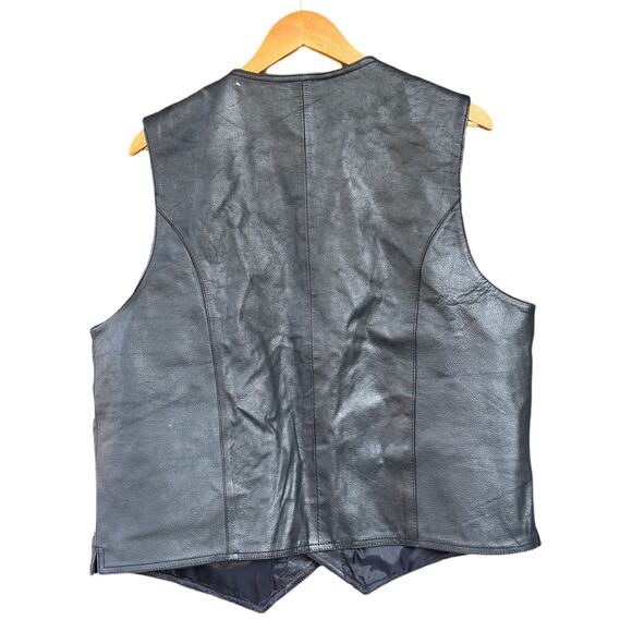 WILSONS Men's Large Leather Vest Button Up Moto Biker Style - Picture 2 of 12